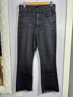 MOTHER Black Bootcut The Hustler Ankle Fray Jeans Size 28